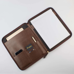 Zippered Office Folder - Brown